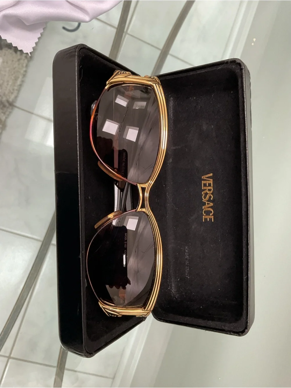 Versace Gold and Black Men's Sunglasses
